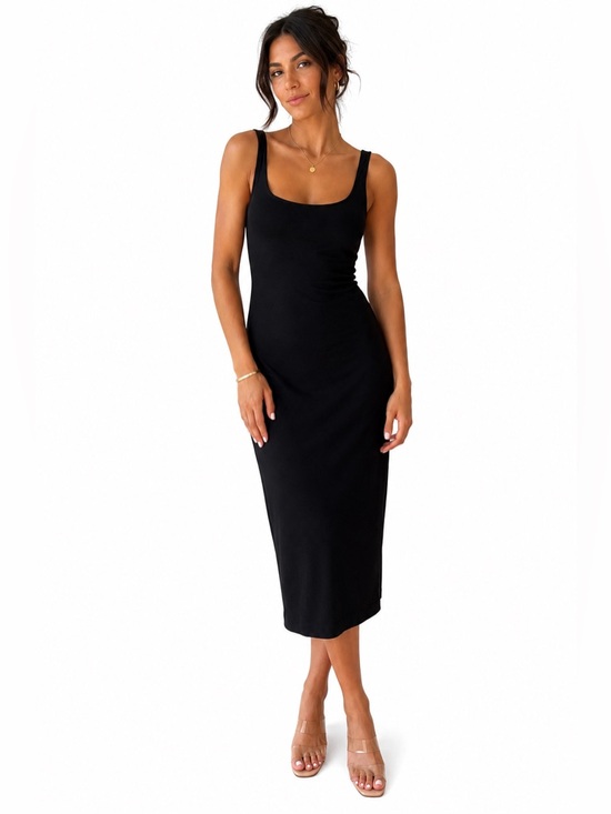Zara Dresses & Skirts - Zara Black Scoop Neck Midi Dress